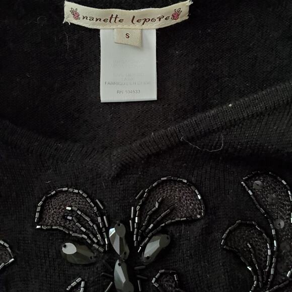 Nanette Lepore Size Small Black Sequin Sweater Tunic - Picture 4 of 4